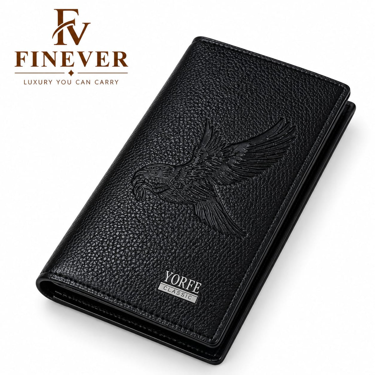 Men's Eagle Embossed Long Wallet – Classic Textured Design