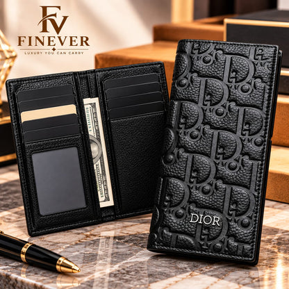 Premium Black Embossed Monogram Long Wallet for Men – Elegant Statement Design
