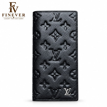 Premium Black Embossed Floral-Pattern Long Wallet for Men