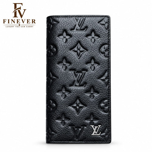 Premium Black Embossed Floral-Pattern Long Wallet for Men