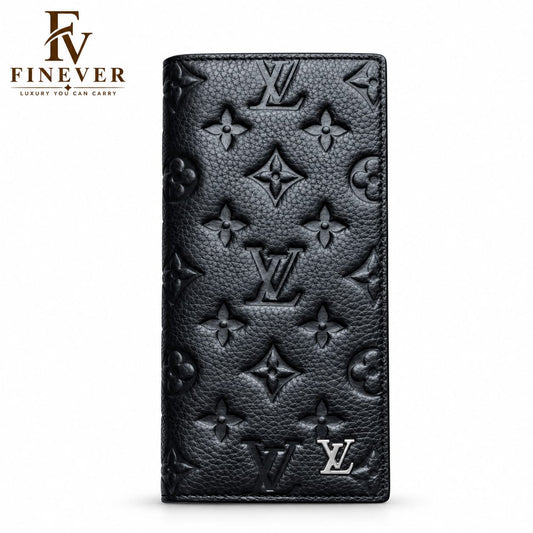 Premium Black Embossed Floral-Pattern Long Wallet for Men