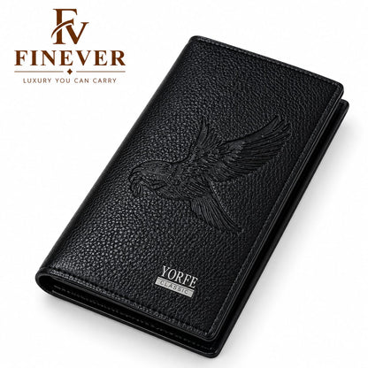 Men's Eagle Embossed Long Wallet – Classic Textured Design