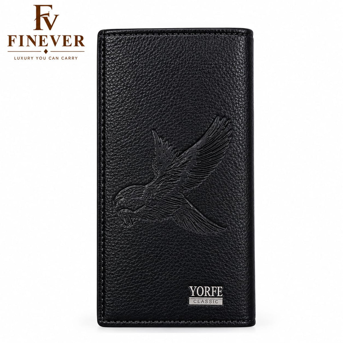 Men's Eagle Embossed Long Wallet – Classic Textured Design