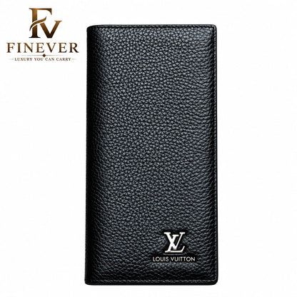 Premium Black Textured Long Wallet for Men – Elegant Classic Design