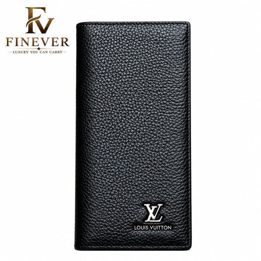 Premium Black Textured Long Wallet for Men – Elegant Classic Design