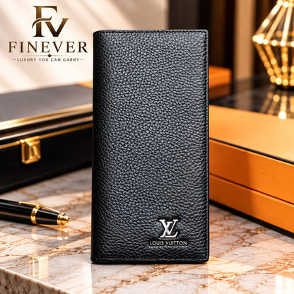 Premium Black Textured Long Wallet for Men – Elegant Classic Design