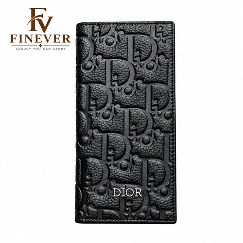 Premium Black Embossed Monogram Long Wallet for Men – Elegant Statement Design