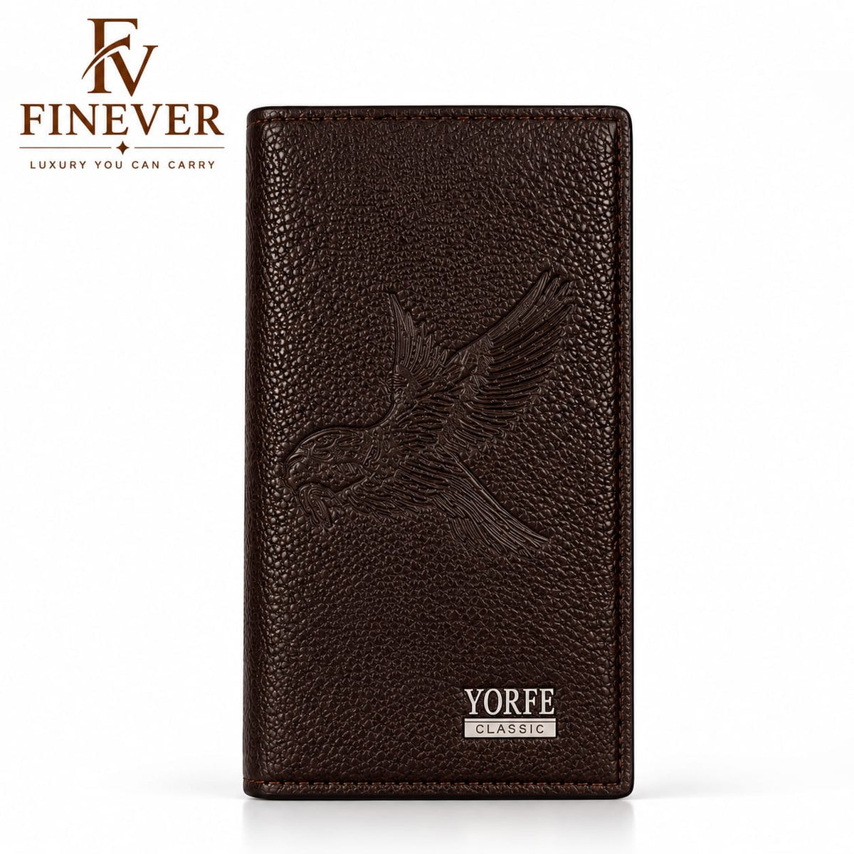 Men's Eagle Embossed Long Wallet – Classic Textured Design