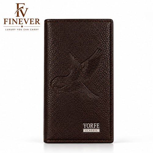 Men's Eagle Embossed Long Wallet – Classic Textured Design
