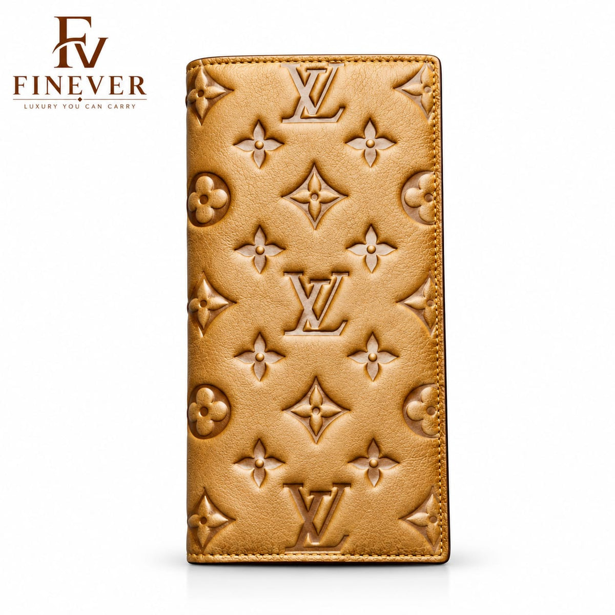 Premium Black Embossed Floral-Pattern Long Wallet for Men